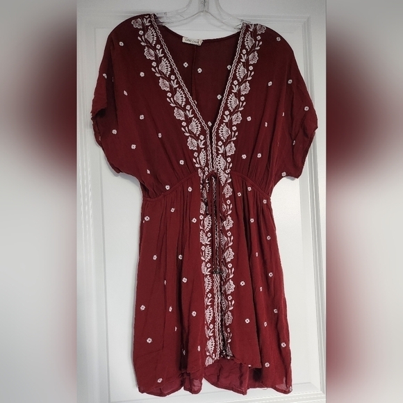 Chloe & Katie Boho maroon dress with embroidery size Medium - Picture 1 of 5